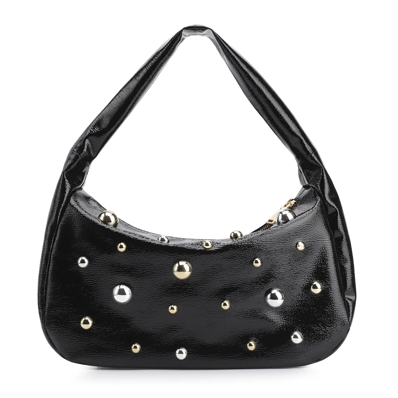 Bolsa De Ombro Esferas Verniz Preto