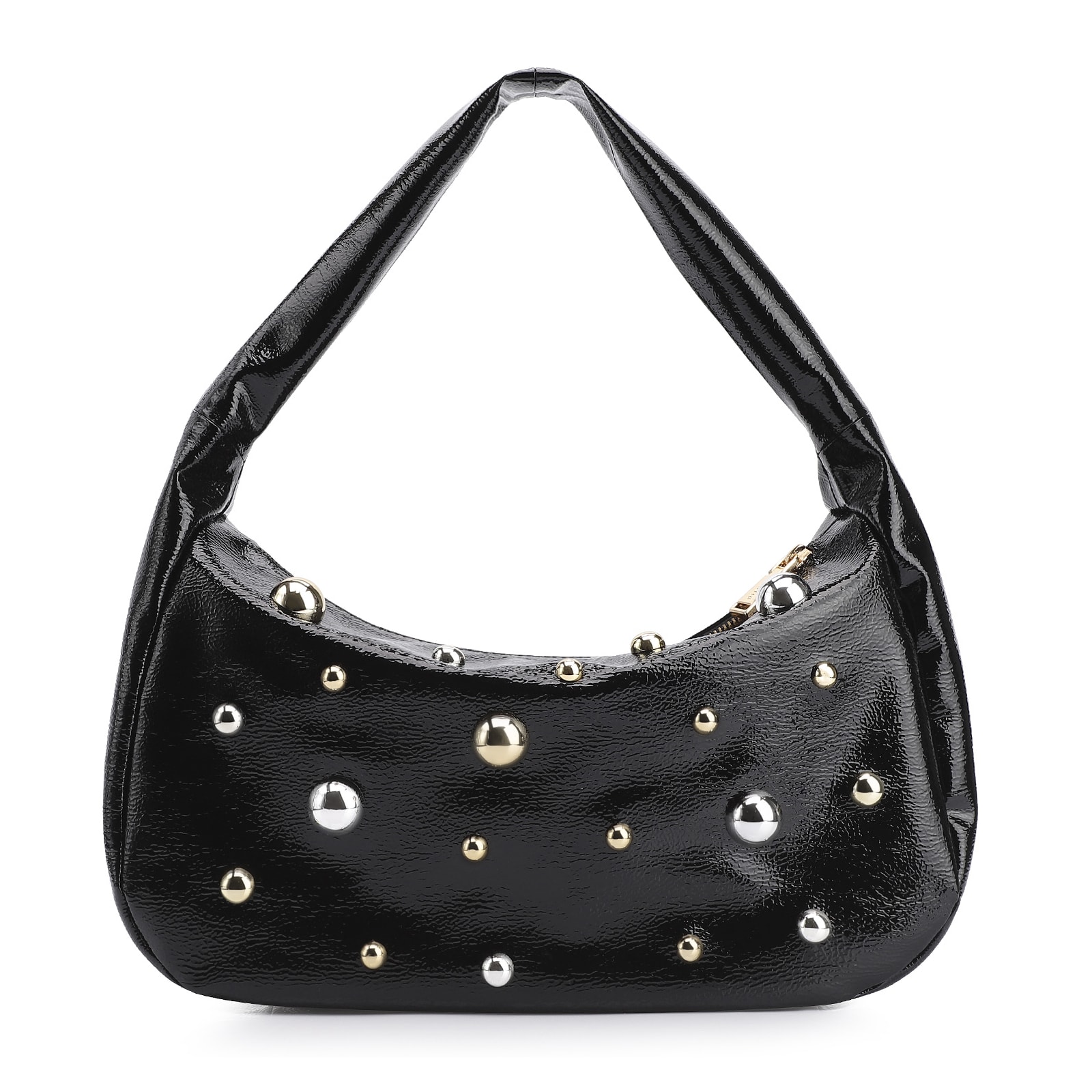 Bolsa De Ombro Esferas Verniz Preto
