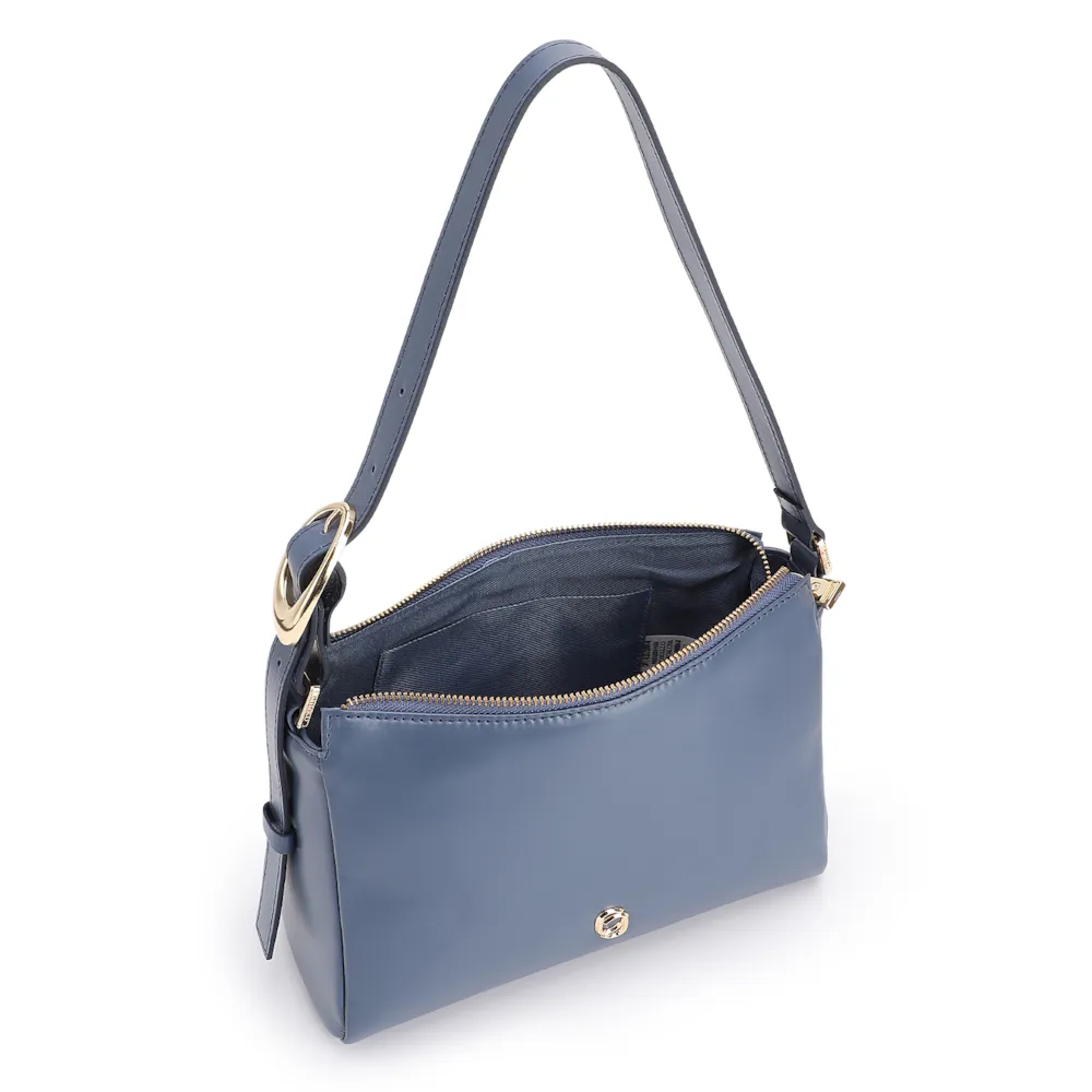 Bolsa De Ombro Fivela Couro Azul - imagem 4