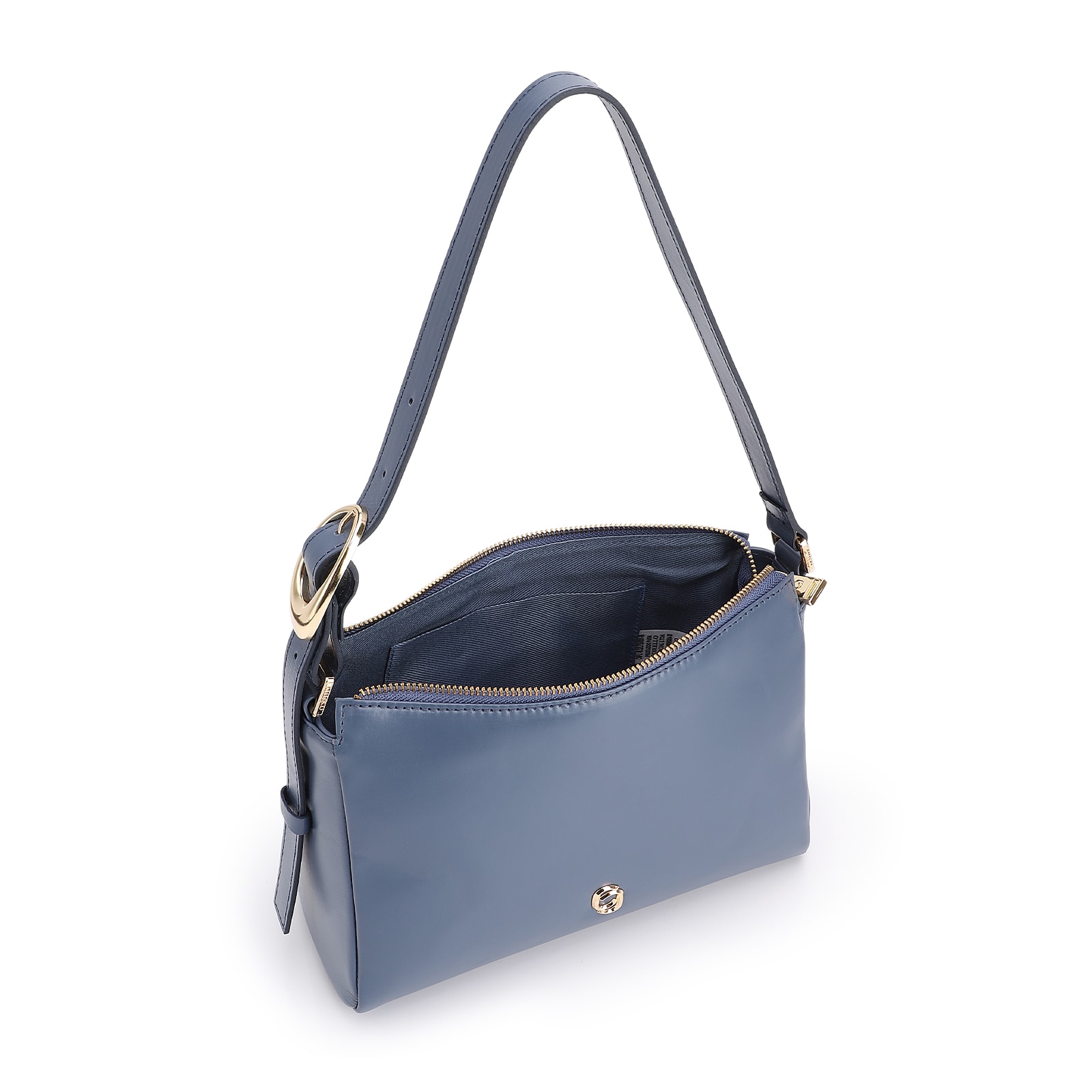Bolsa De Ombro Fivela Couro Azul