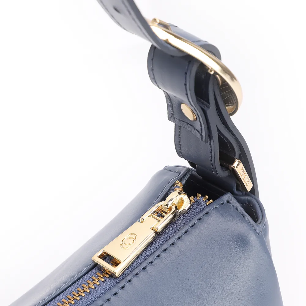 Bolsa De Ombro Fivela Couro Azul - imagem 5
