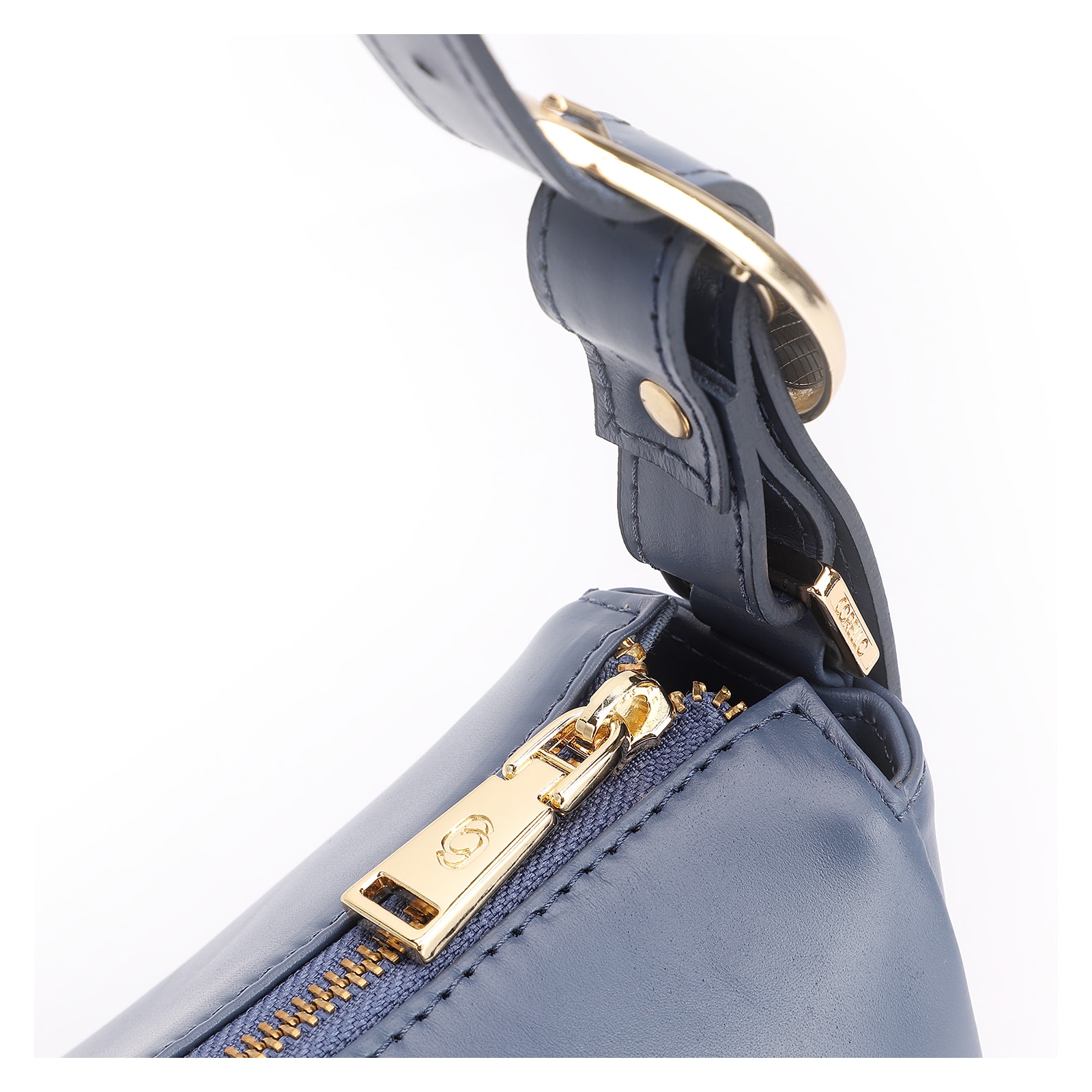 Bolsa De Ombro Fivela Couro Azul
