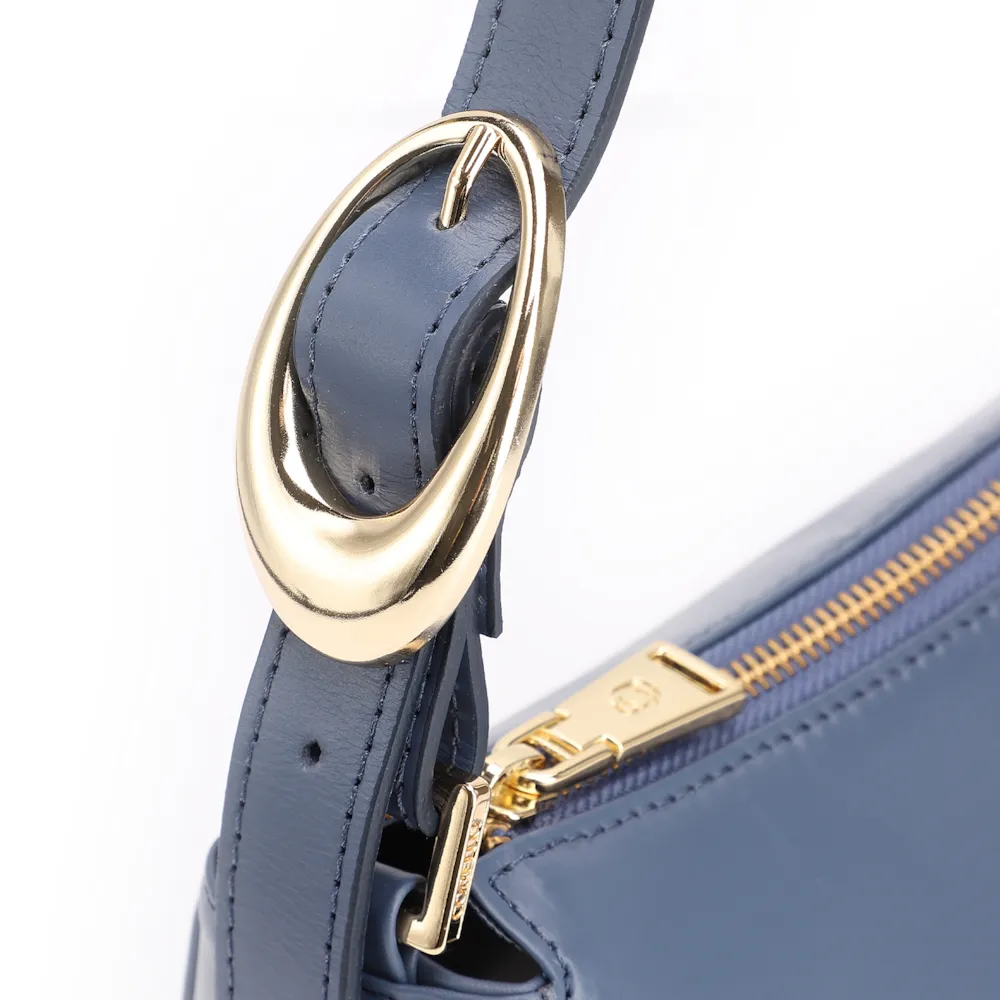 Bolsa De Ombro Fivela Couro Azul - imagem 7