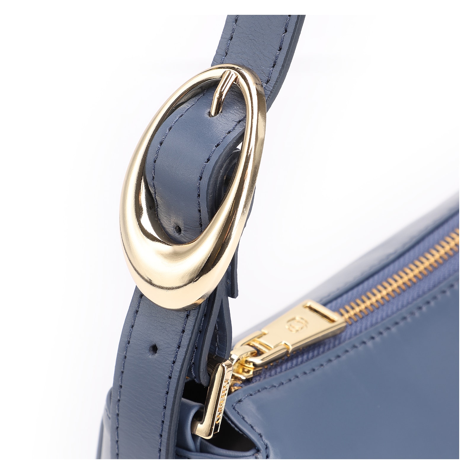 Bolsa De Ombro Fivela Couro Azul