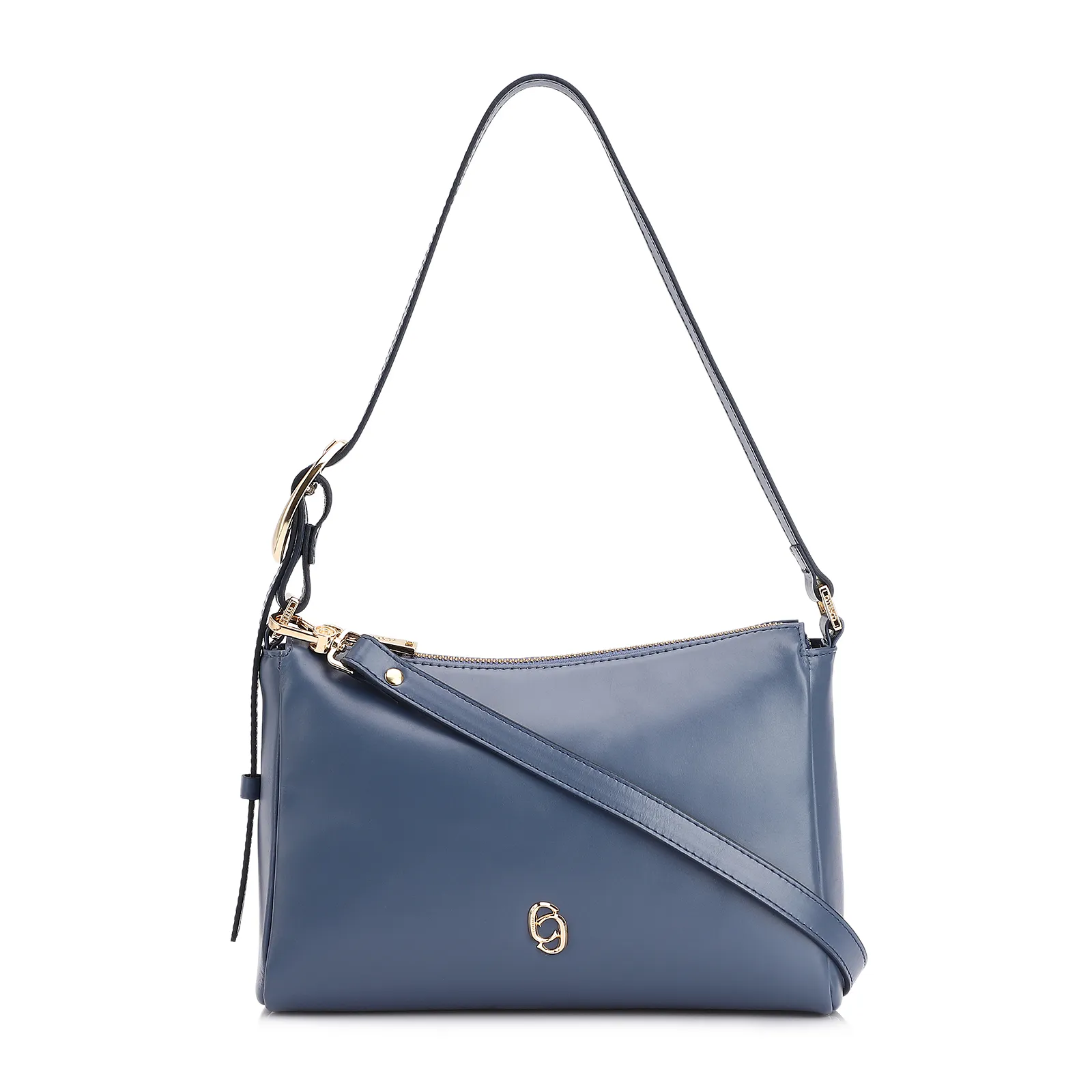 Bolsa De Ombro Fivela Couro Azul