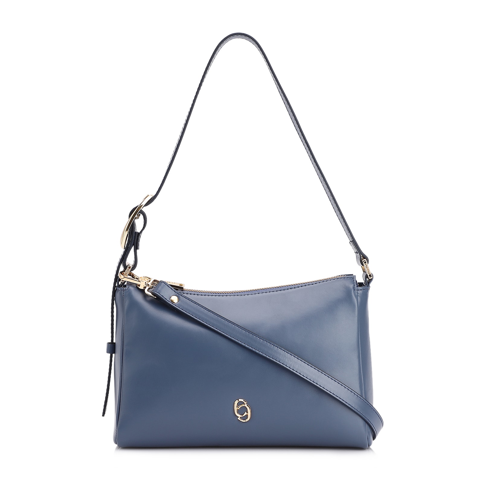 Bolsa De Ombro Fivela Couro Azul