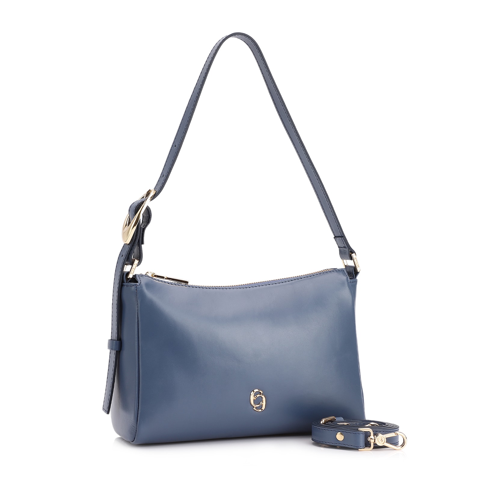 Bolsa De Ombro Fivela Couro Azul