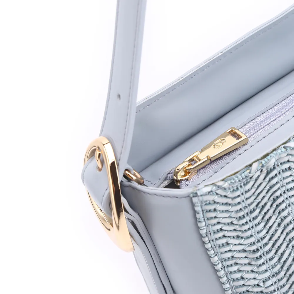 Bolsa De Ombro Fivela Couro Azul/Alt Tramado Azul - imagem 6