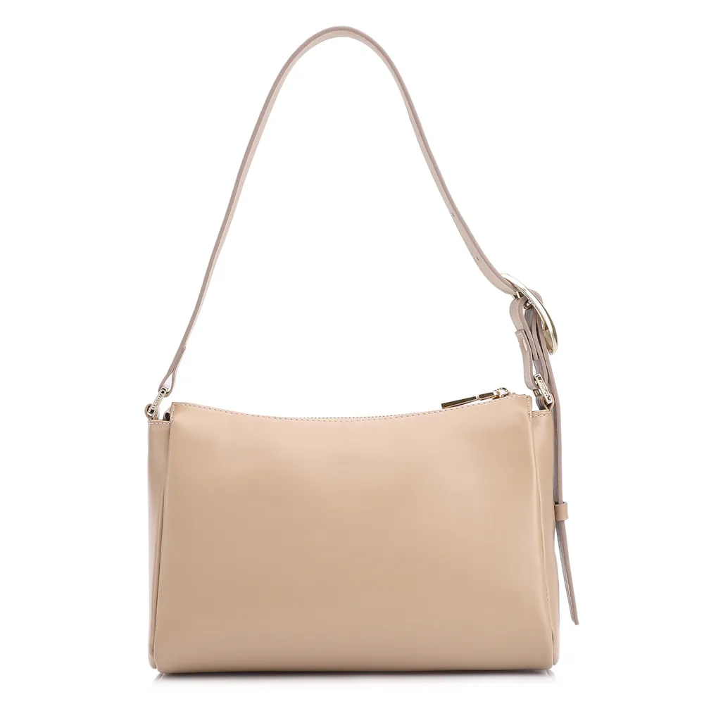 Bolsa De Ombro Fivela Couro Bege - imagem 3
