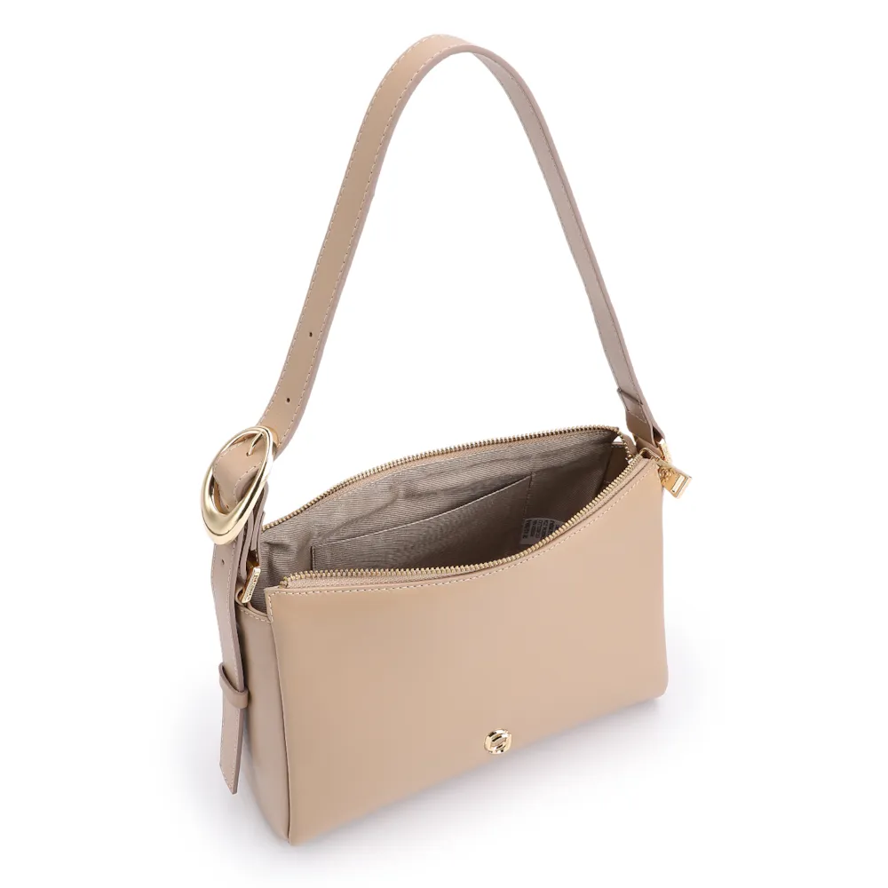 Bolsa De Ombro Fivela Couro Bege - imagem 4