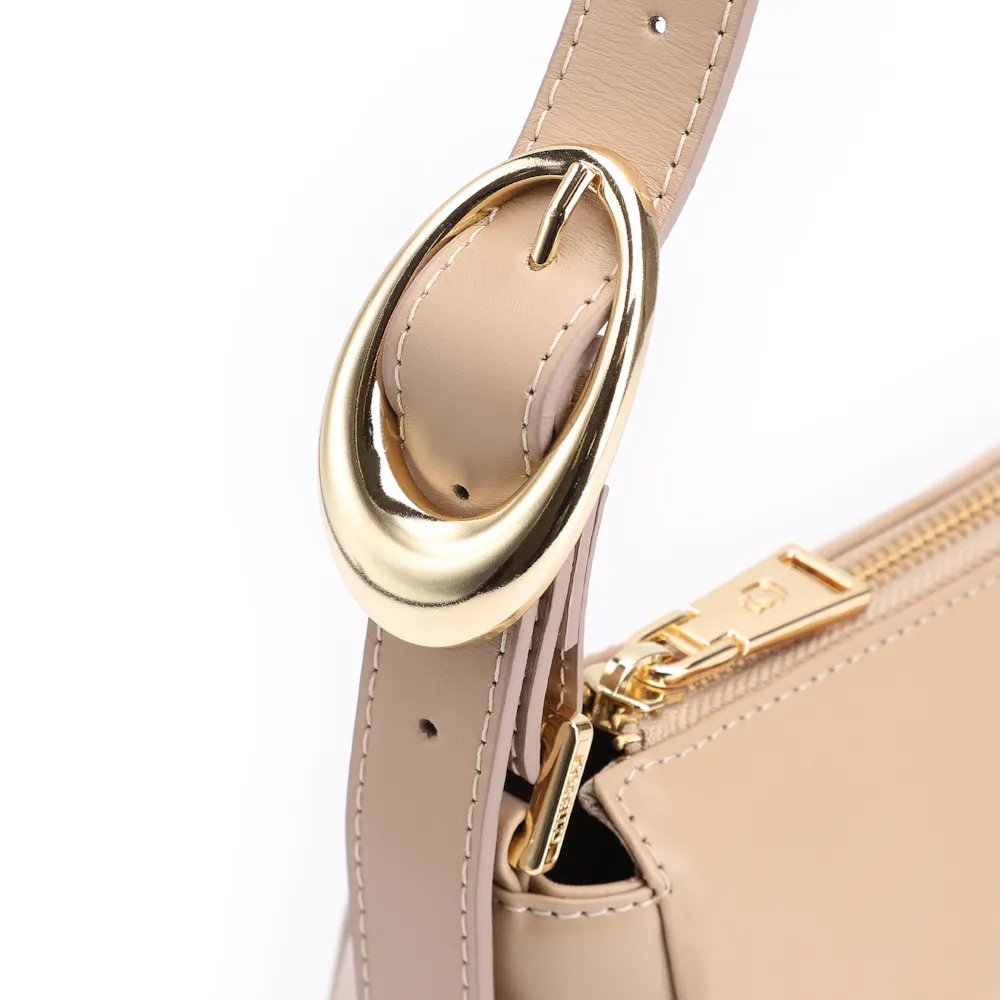 Bolsa De Ombro Fivela Couro Bege - imagem 7