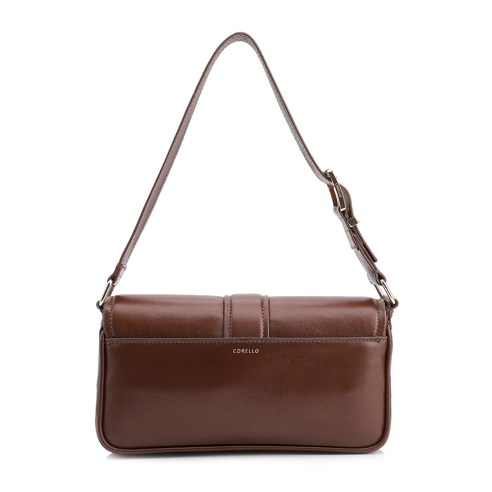 Bolsa De Ombro Fivela Couro Camurça Marrom/Couro Marrom