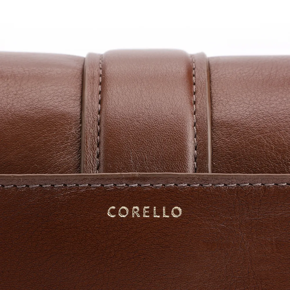 Bolsa De Ombro Fivela Couro Camurça Marrom/Couro Marrom - imagem 6