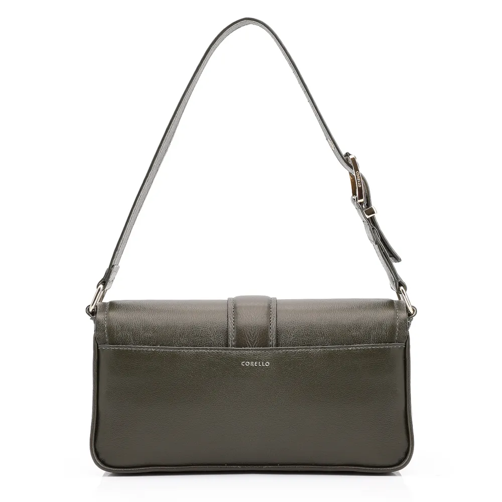 Bolsa De Ombro Fivela Couro Camurça Verde /Couro Verde - imagem 4