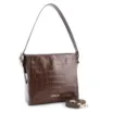 Bolsa De Ombro Fivela Couro Croco Marrom - imagem 3