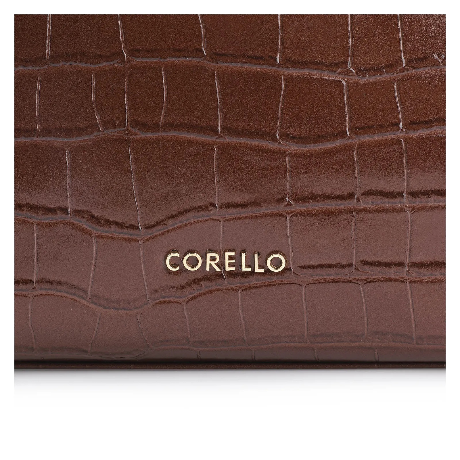 Bolsa De Ombro Fivela Couro Croco Marrom