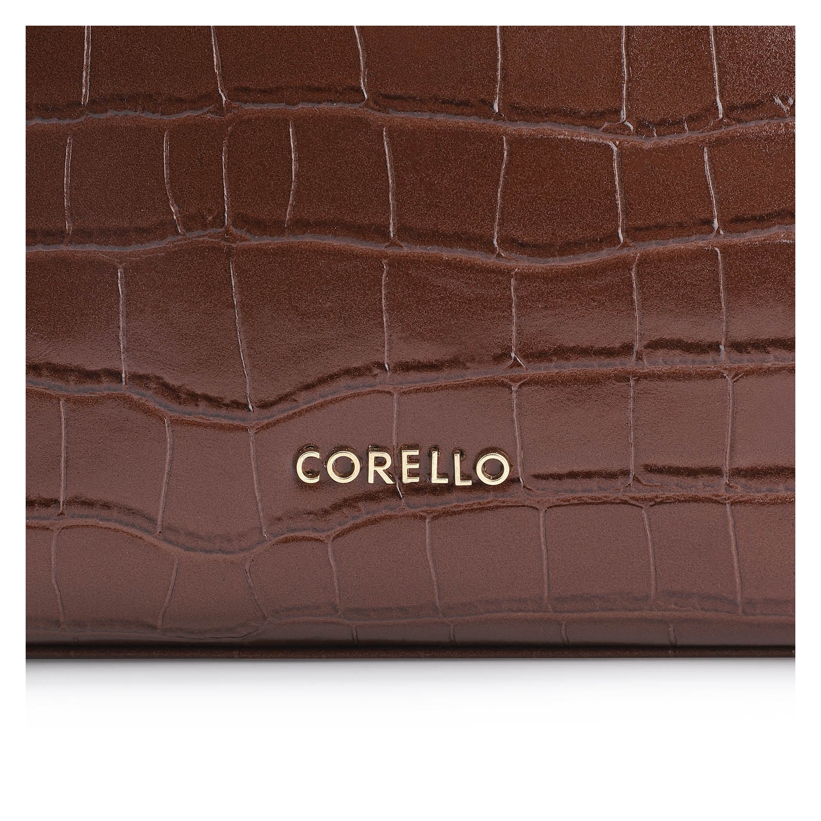 Bolsa De Ombro Fivela Couro Croco Marrom