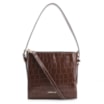 Bolsa De Ombro Fivela Couro Croco Marrom - imagem 1