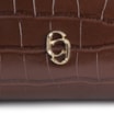 Bolsa De Ombro Fivela Couro Croco Marrom - imagem 6