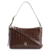 Bolsa De Ombro Fivela Couro Croco Marrom - imagem 1