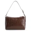 Bolsa De Ombro Fivela Couro Croco Marrom - imagem 3