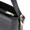 Bolsa De Ombro Fivela Couro Croco Preto - imagem 5