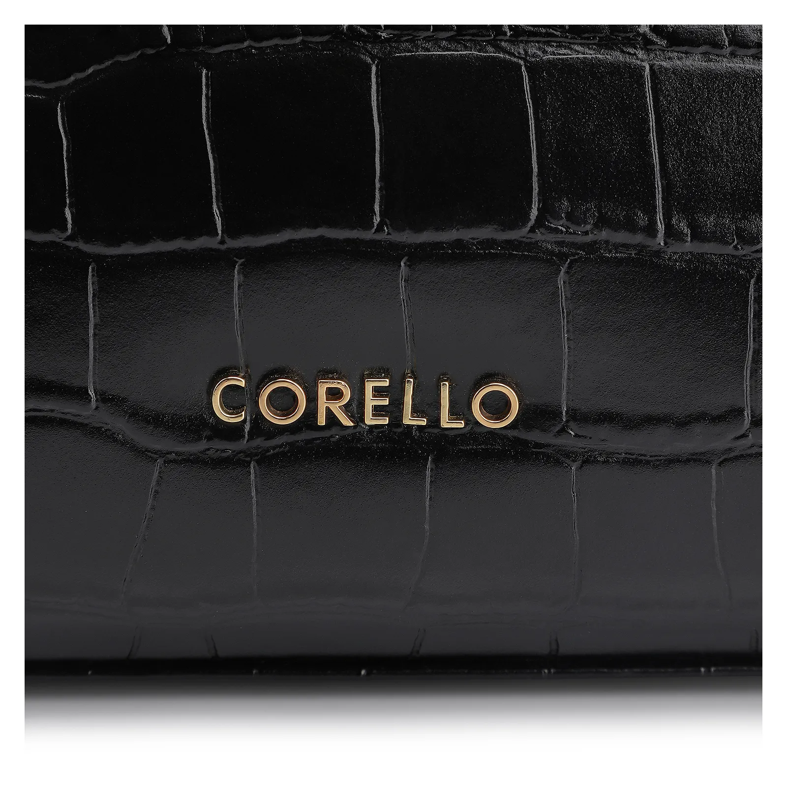 Bolsa De Ombro Fivela Couro Croco Preto
