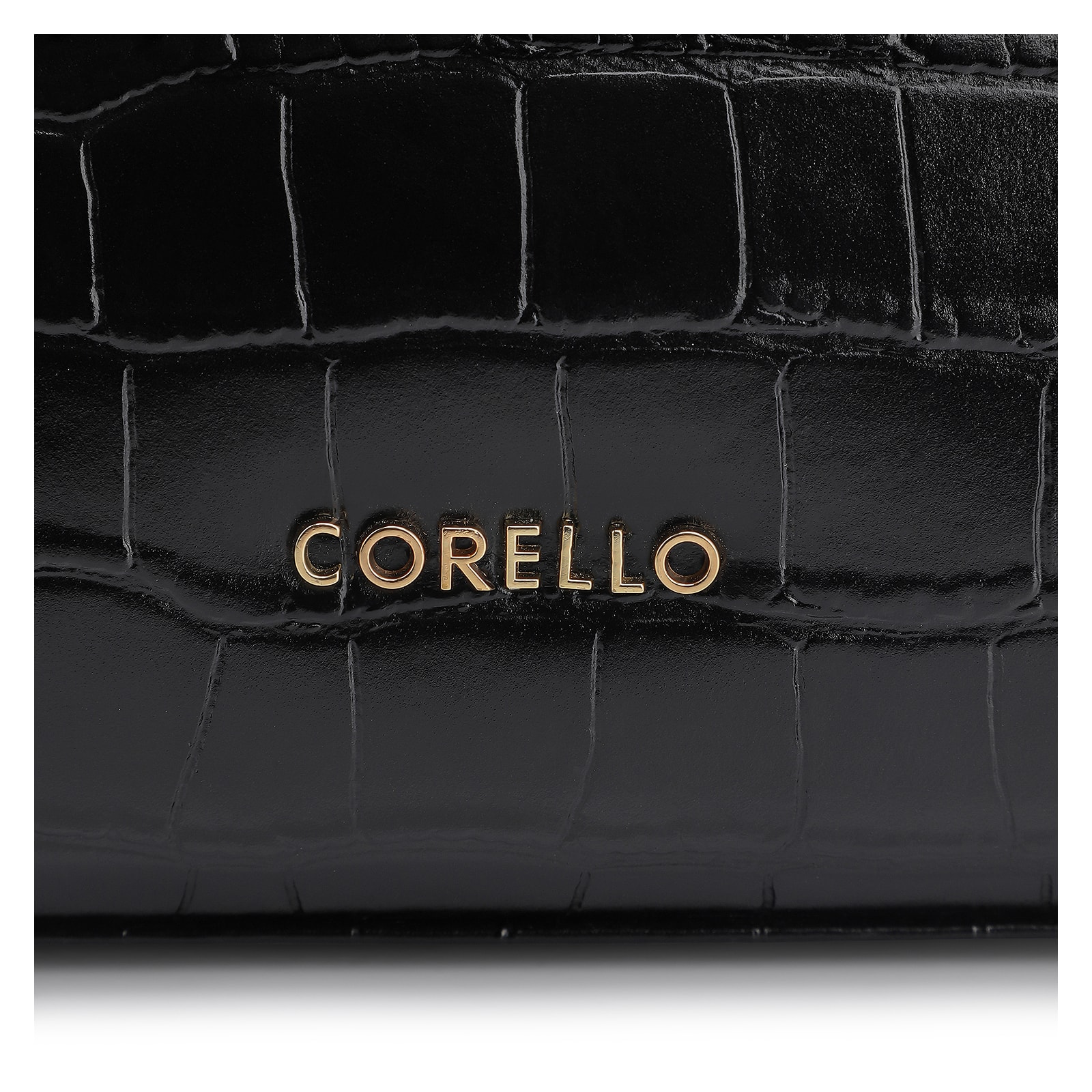 Bolsa De Ombro Fivela Couro Croco Preto