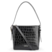 Bolsa De Ombro Fivela Couro Croco Preto - imagem 1