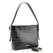 Bolsa De Ombro Fivela Couro Croco Preto - imagem 2