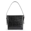 Bolsa De Ombro Fivela Couro Croco Preto - imagem 3