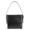 Bolsa De Ombro Fivela Couro Croco Preto - imagem 3