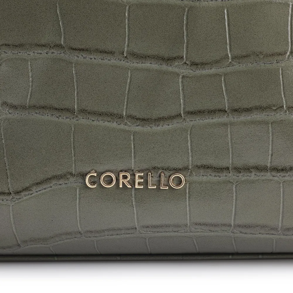 Bolsa De Ombro Fivela Couro Croco Verde - imagem 7