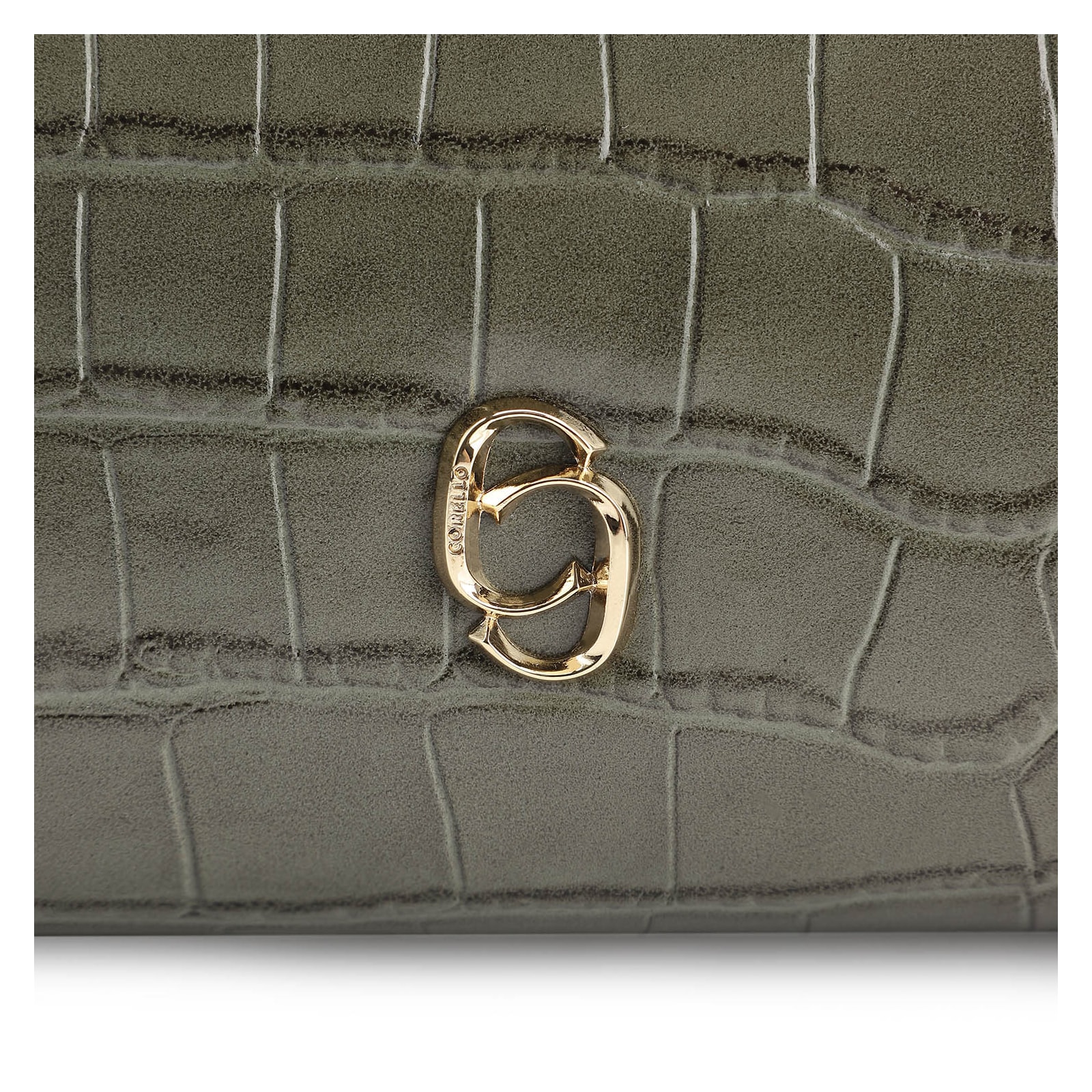Bolsa De Ombro Fivela Couro Croco Verde