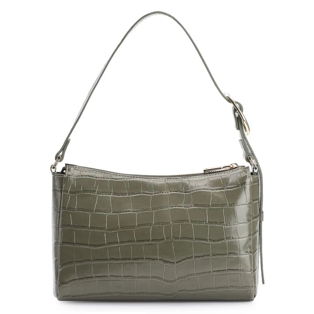 Bolsa De Ombro Fivela Couro Croco Verde - imagem 3