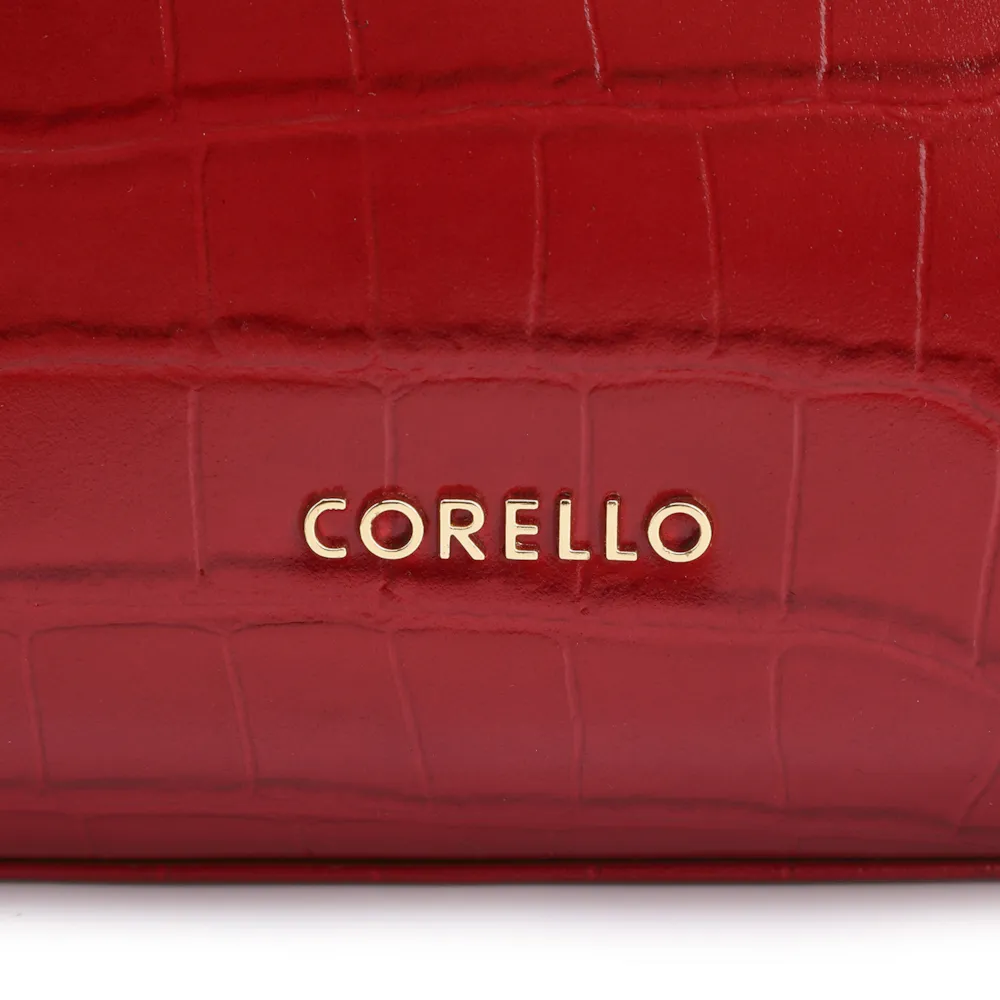 Bolsa De Ombro Fivela Couro Croco Vermelho - imagem 6
