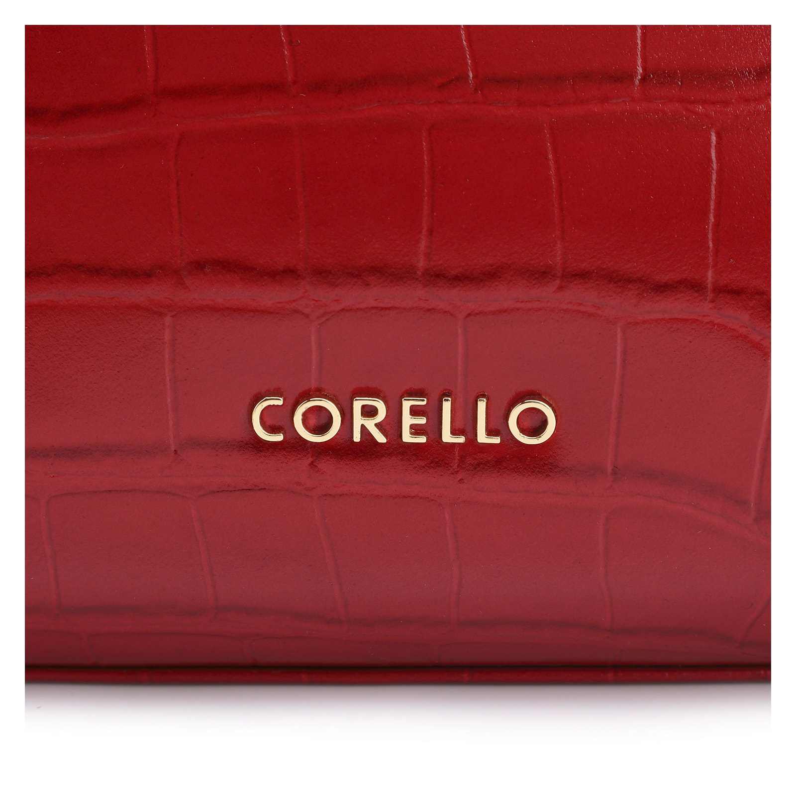 Bolsa De Ombro Fivela Couro Croco Vermelho