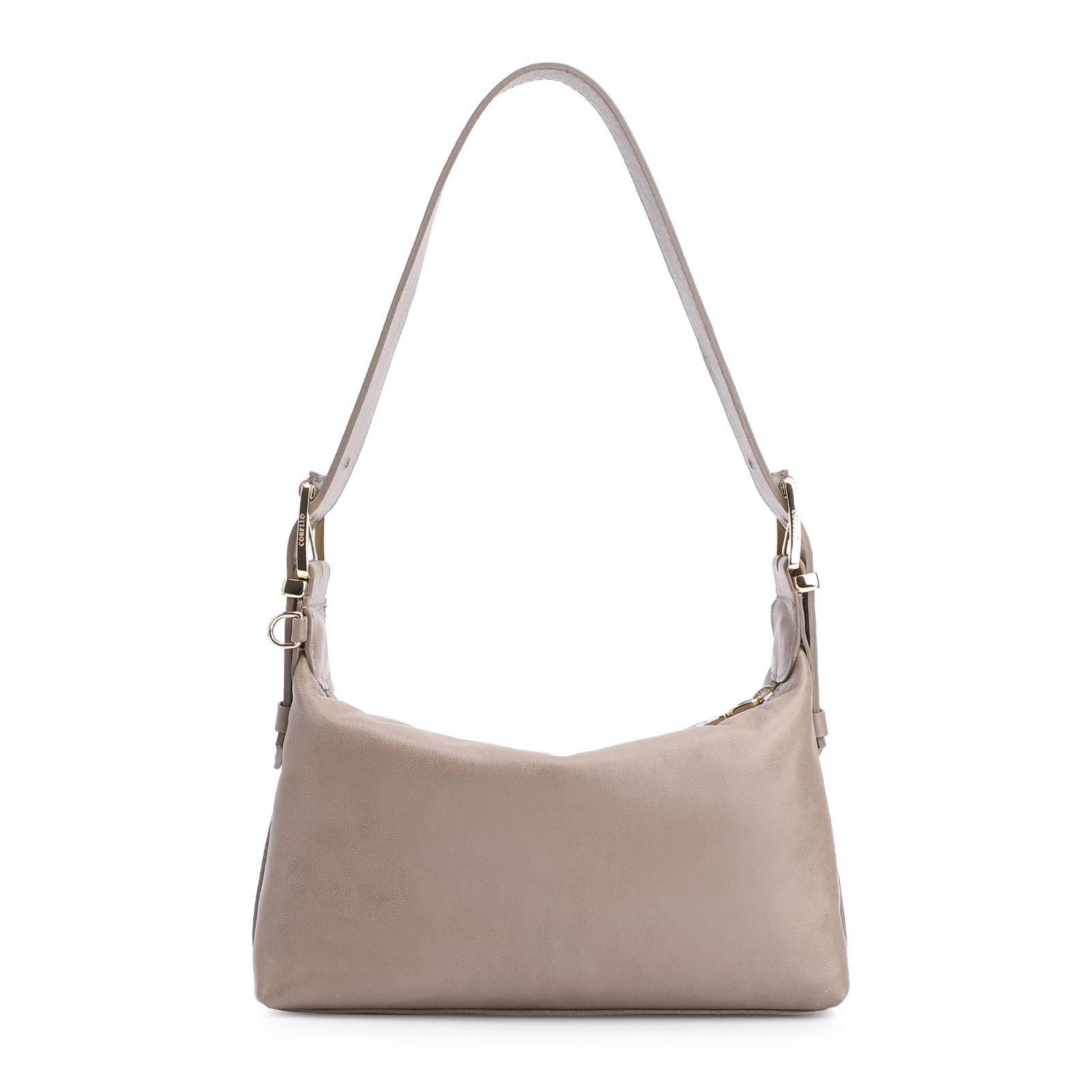 Bolsa De Ombro Fivela Couro Estonado Bege