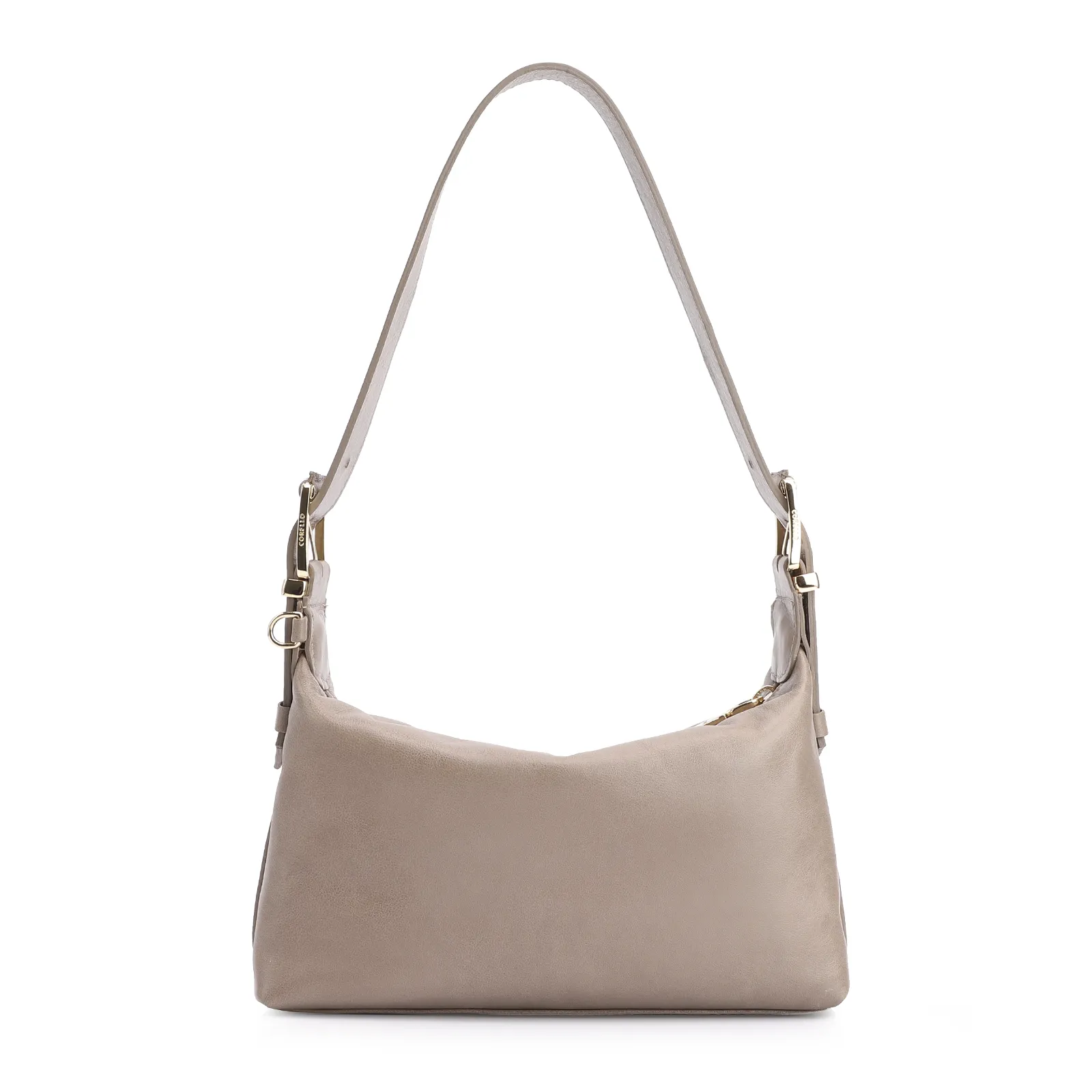 Bolsa De Ombro Fivela Couro Estonado Bege