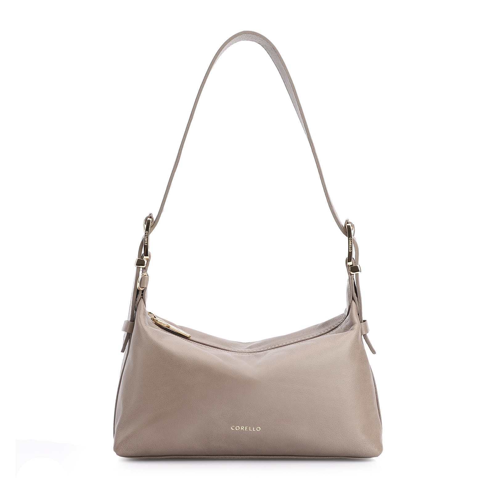 Bolsa De Ombro Fivela Couro Estonado Bege