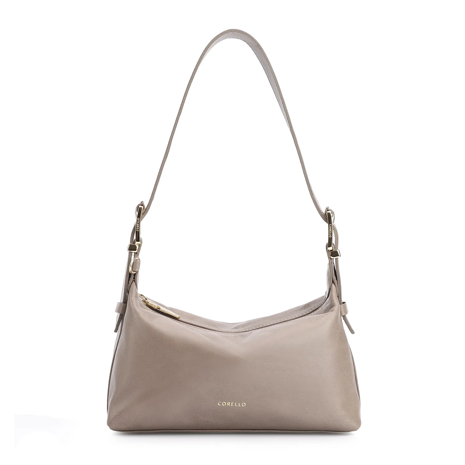 Bolsa De Ombro Fivela Couro Estonado Bege