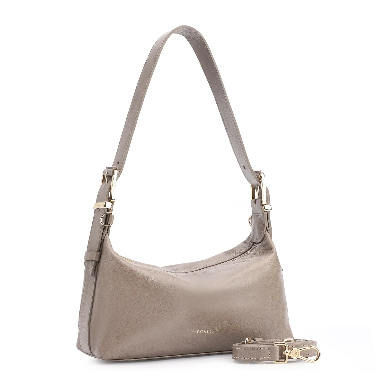 Bolsa De Ombro Fivela Couro Estonado Bege