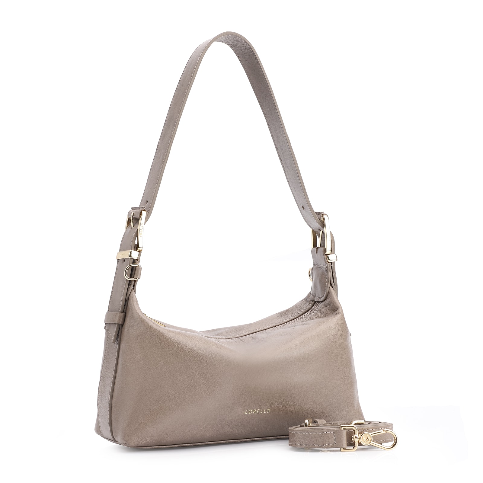 Bolsa De Ombro Fivela Couro Estonado Bege