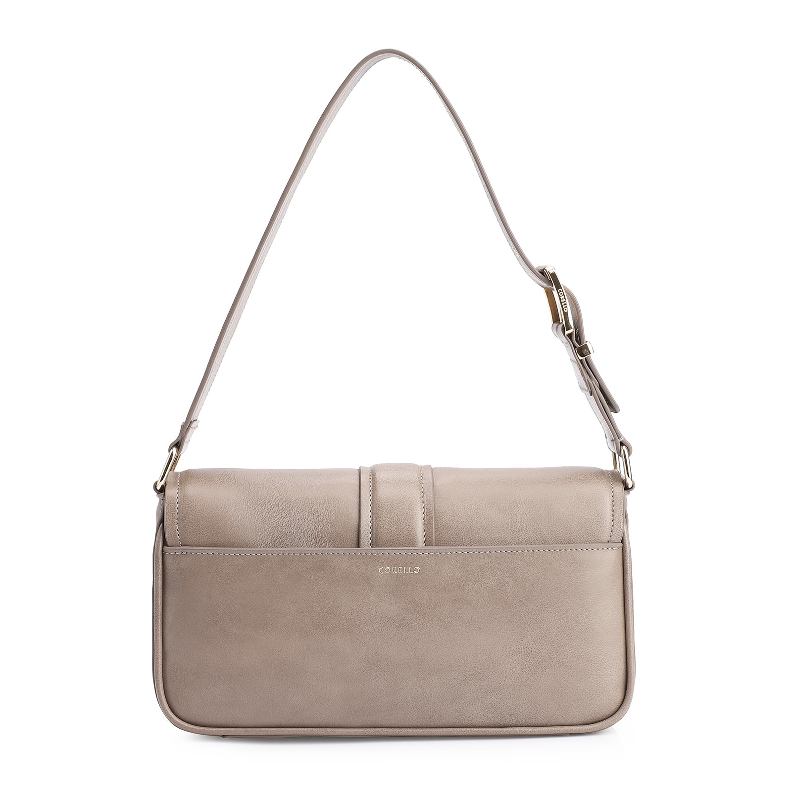 Bolsa De Ombro Fivela Couro Estonado Bege