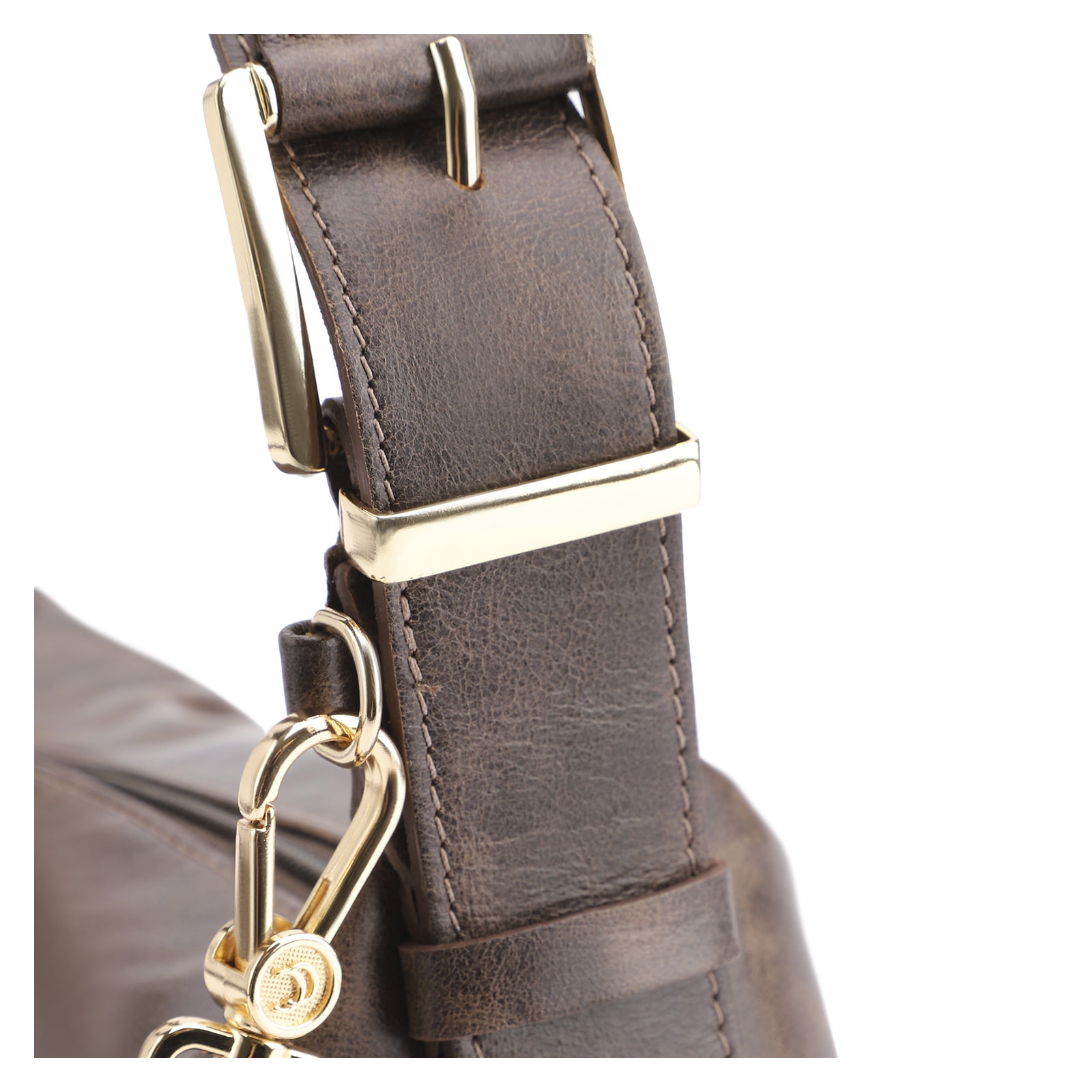 Bolsa De Ombro Fivela Couro Estonado Marrom