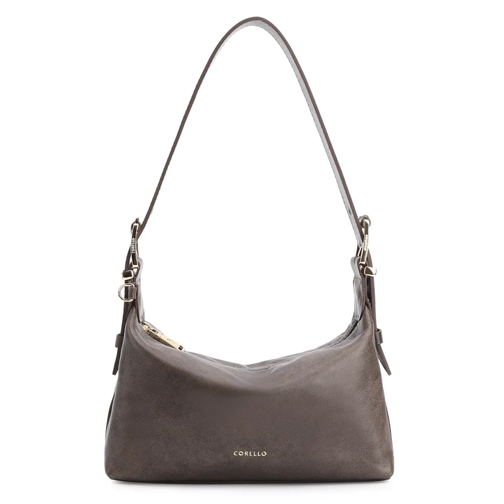Bolsa De Ombro Fivela Couro Estonado Marrom