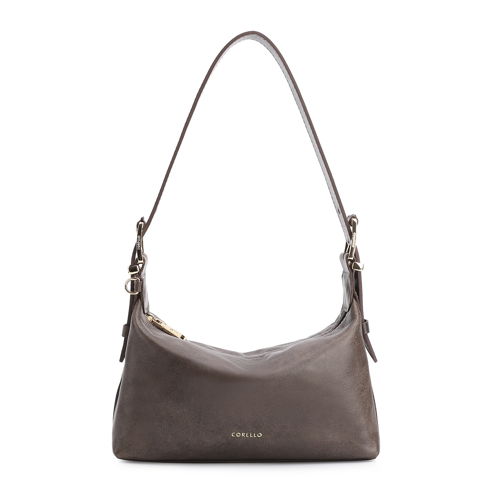 Bolsa De Ombro Fivela Couro Estonado Marrom