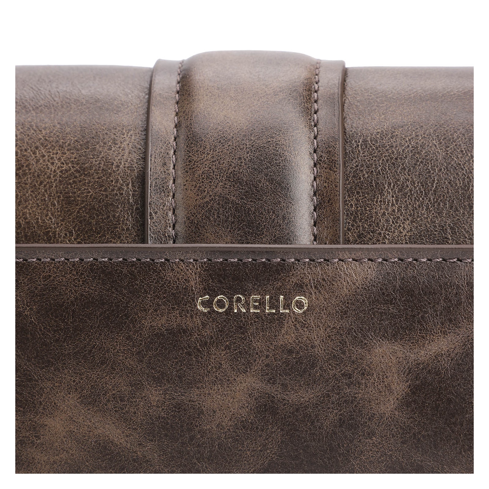 Bolsa De Ombro Fivela Couro Estonado Marrom