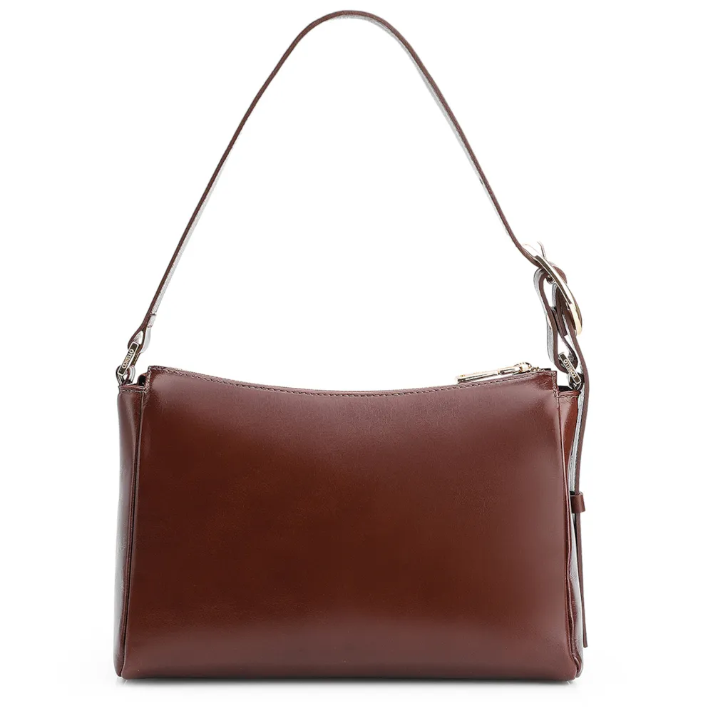 Bolsa De Ombro Fivela Couro Marrom - imagem 4