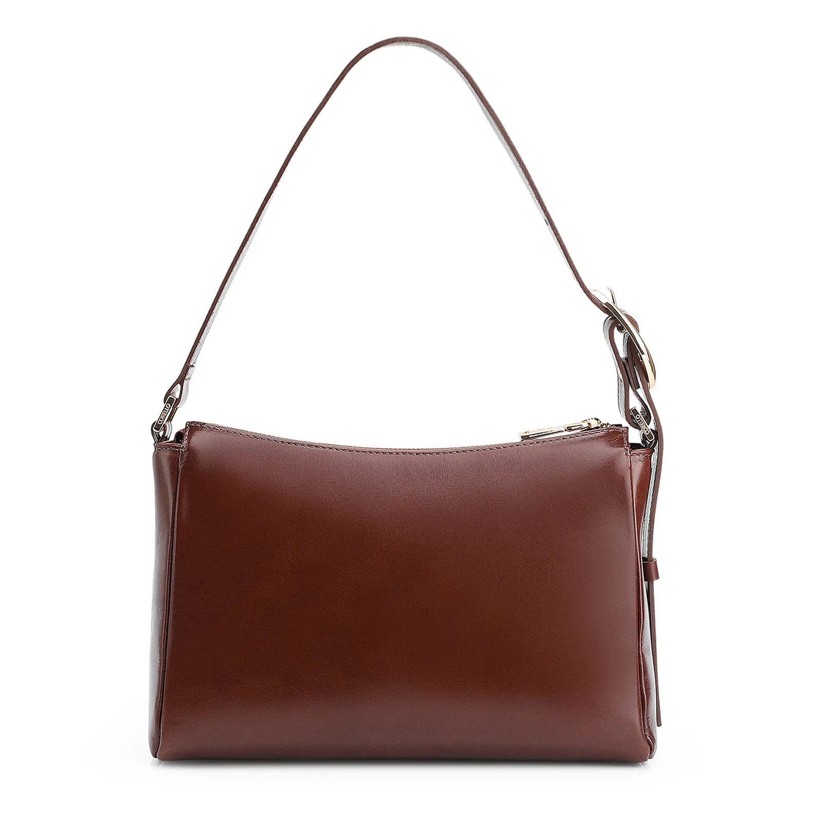 Bolsa De Ombro Fivela Couro Marrom